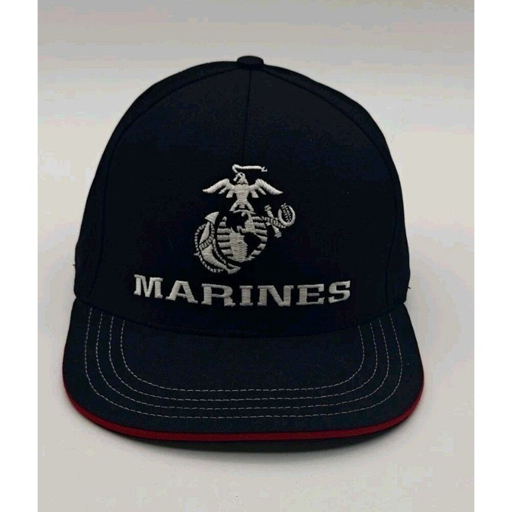 NWOT Unionwear Marines Ball Cap Hat Snapback Black & Red White Logo Name